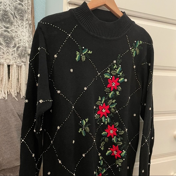 CHRISTMAS SWEATER Vintage Beaded & Warm - Picture 4 of 13